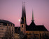 The cathedral of Luxembourg in the sunset, the momunemtn of the Golden Lady just in front of the shot