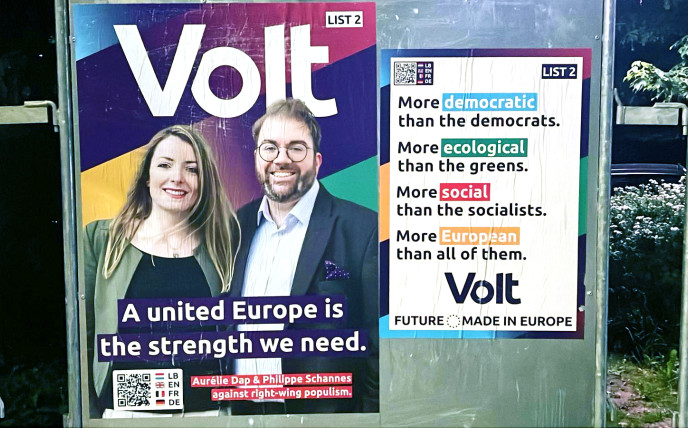 Two posters of the party Volt